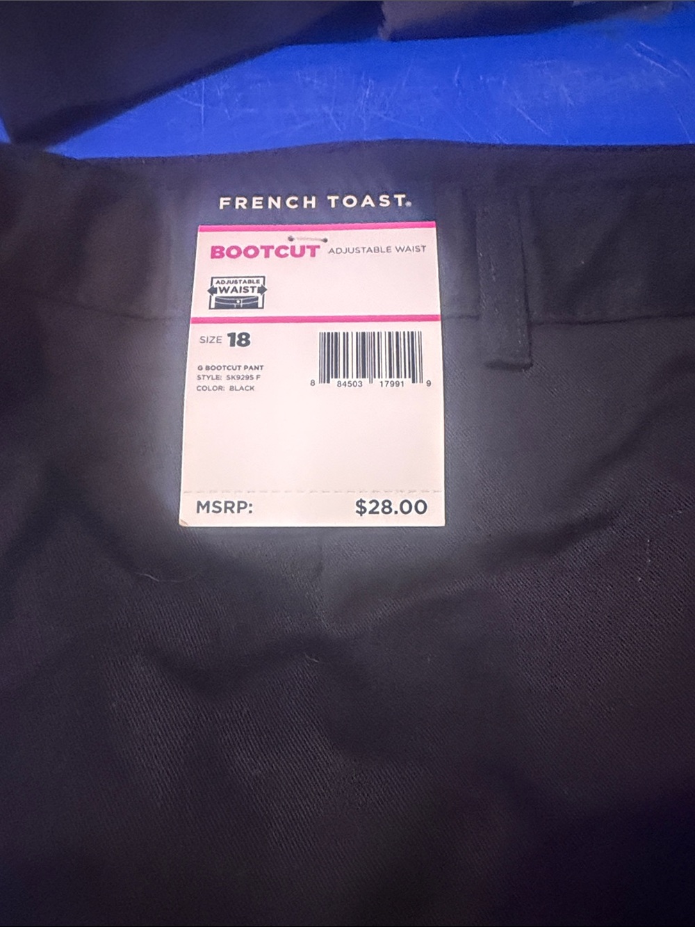 French Toast Black Bootcut Pants with Adjustable Waist